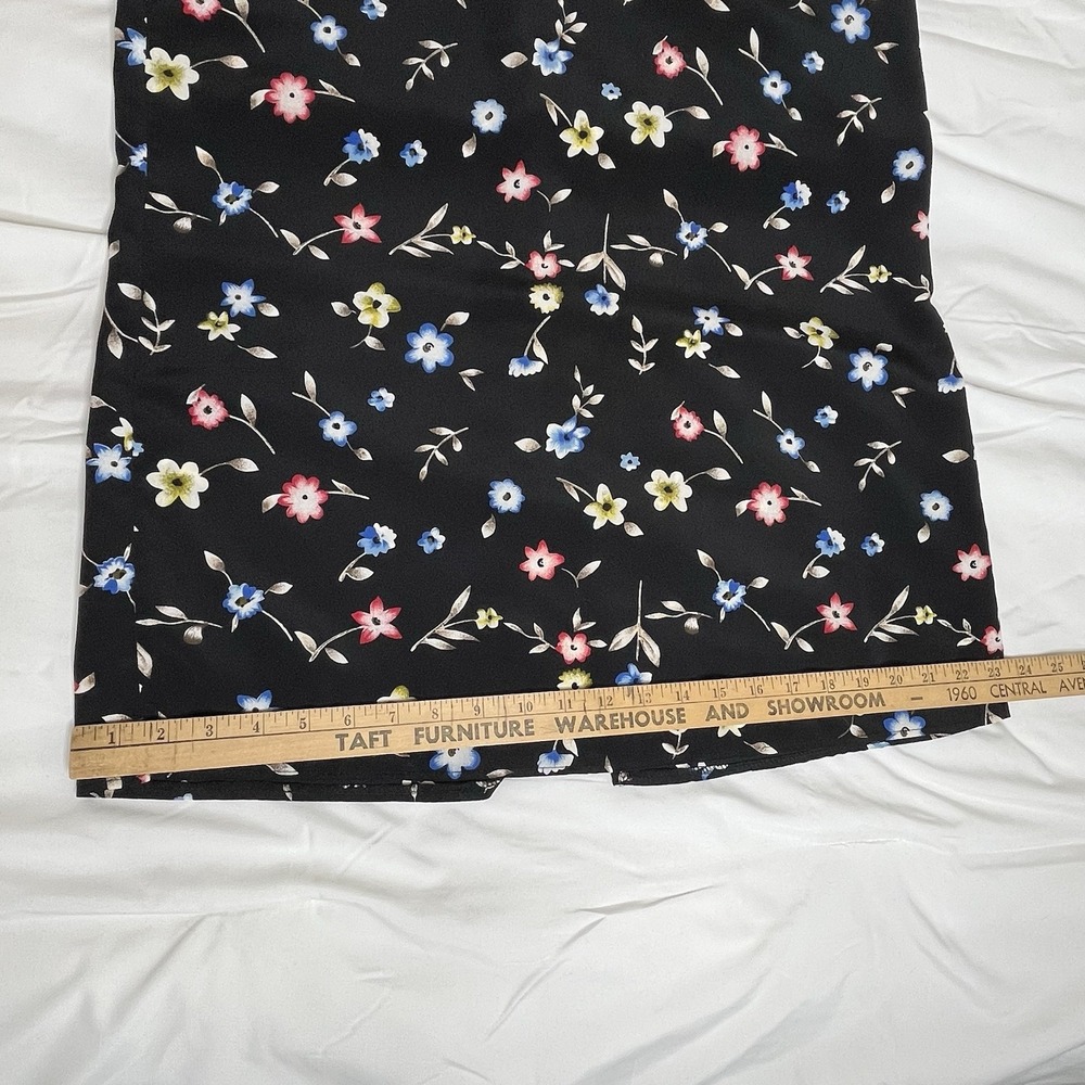 Rikki J Vintage 90s Floral Maxi Skirt Black Small Whimsigoth Prairie Modest Boho - Picture 4 of 9